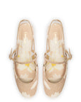 LARROUDE | Georgina Ballet Flat In Beige Printed Raffia