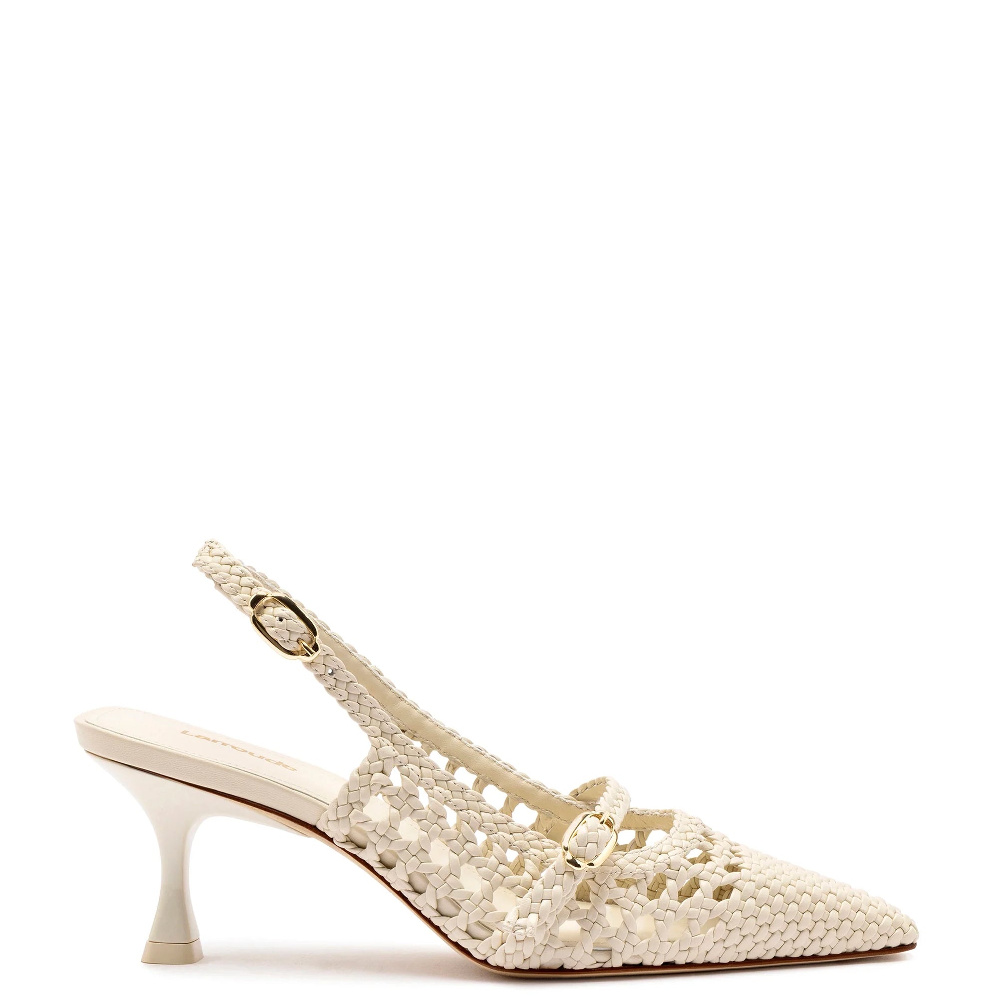 LARROUDE | Ines Macrame Pump In Ivory Leather