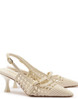 LARROUDE | Ines Macrame Pump In Ivory Leather