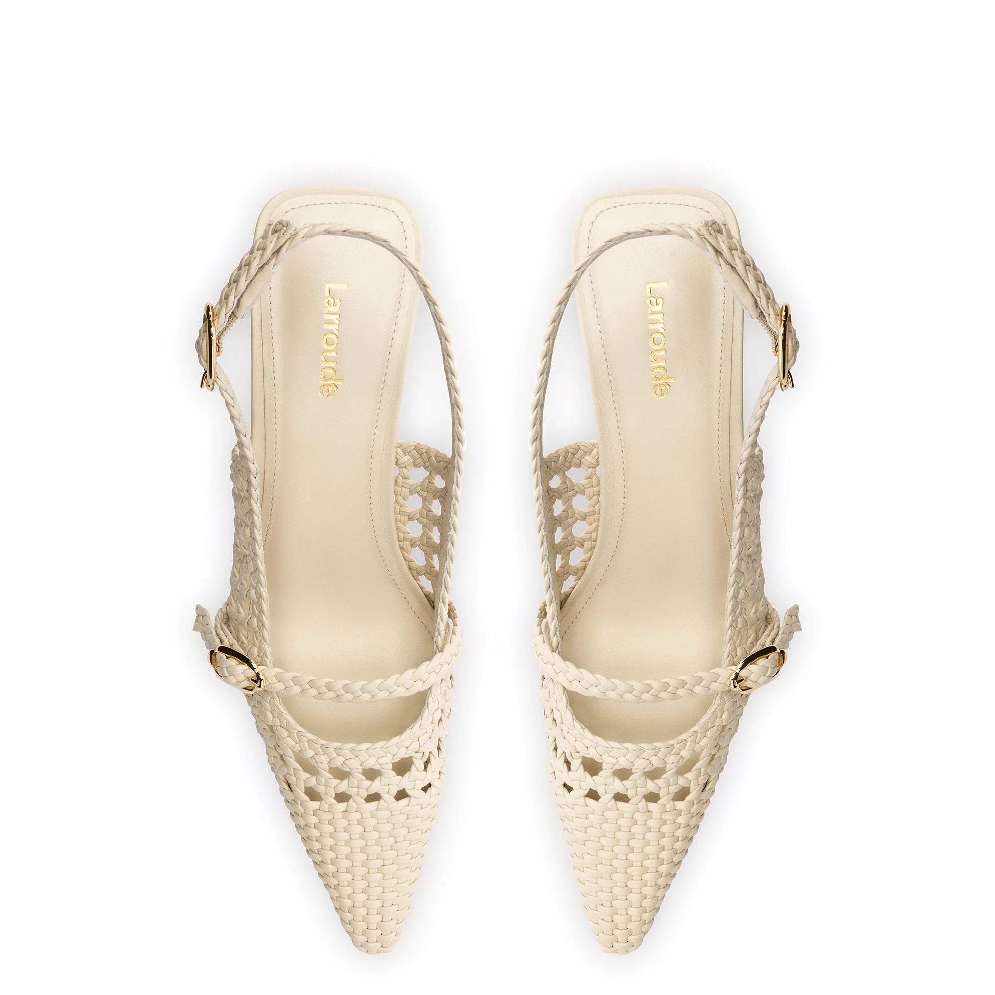 LARROUDE | Ines Macrame Pump In Ivory Leather