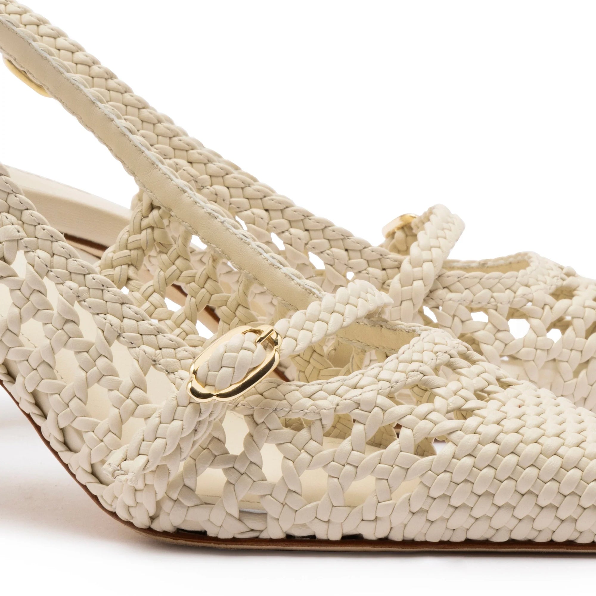 LARROUDE | Ines Macrame Pump In Ivory Leather