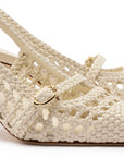 LARROUDE | Ines Macrame Pump In Ivory Leather