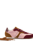 LARROUDE | Stella Sneaker In Tulip, Russet and Wine Suede and Silver Metallic Leather