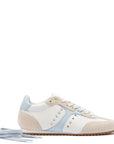 LARROUDE Stella Sneaker In Grey Suede, White Leather and Silver Metallic Leather