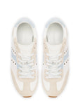 LARROUDE Stella Sneaker In Grey Suede, White Leather and Silver Metallic Leather