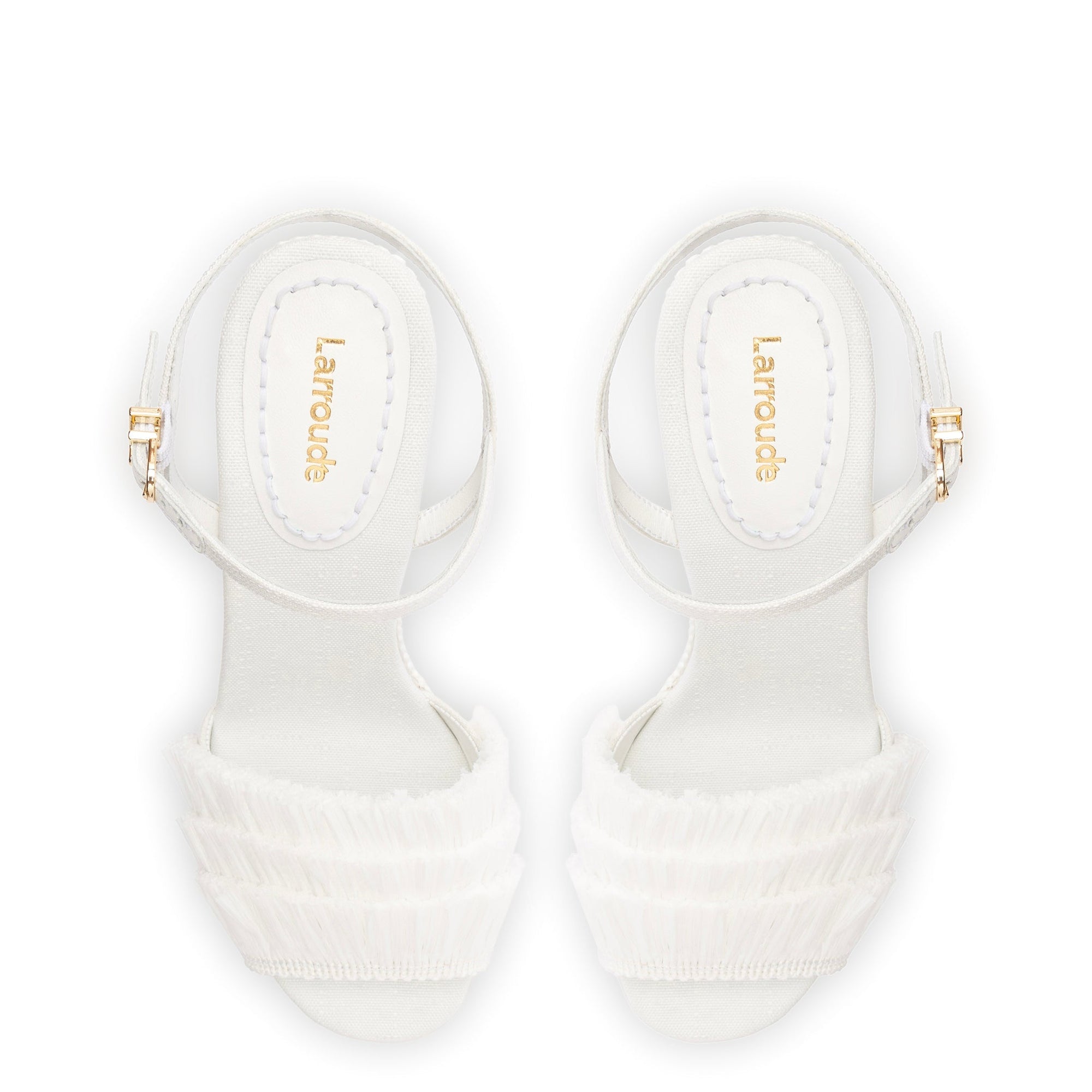 LARROUDE | Yves Fringe Wedge In White Raffia