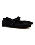 LARROUDE | Verona Ballet Flat In Black Suede