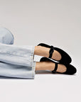 LARROUDE | Verona Ballet Flat In Black Suede