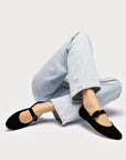 LARROUDE | Verona Ballet Flat In Black Suede