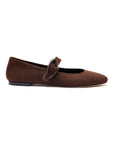 LARROUDE | Verona Ballet Flat In Brown Suede
