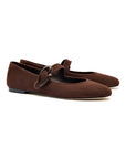 LARROUDE | Verona Ballet Flat In Brown Suede
