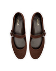 LARROUDE | Verona Ballet Flat In Brown Suede