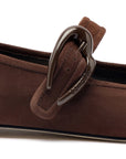 LARROUDE | Verona Ballet Flat In Brown Suede