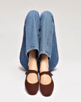 LARROUDE | Verona Ballet Flat In Brown Suede
