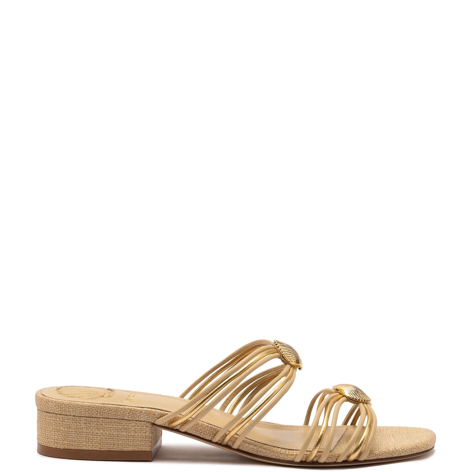 LARROUDE | Shelly Flat Mule In Beige Raffia
