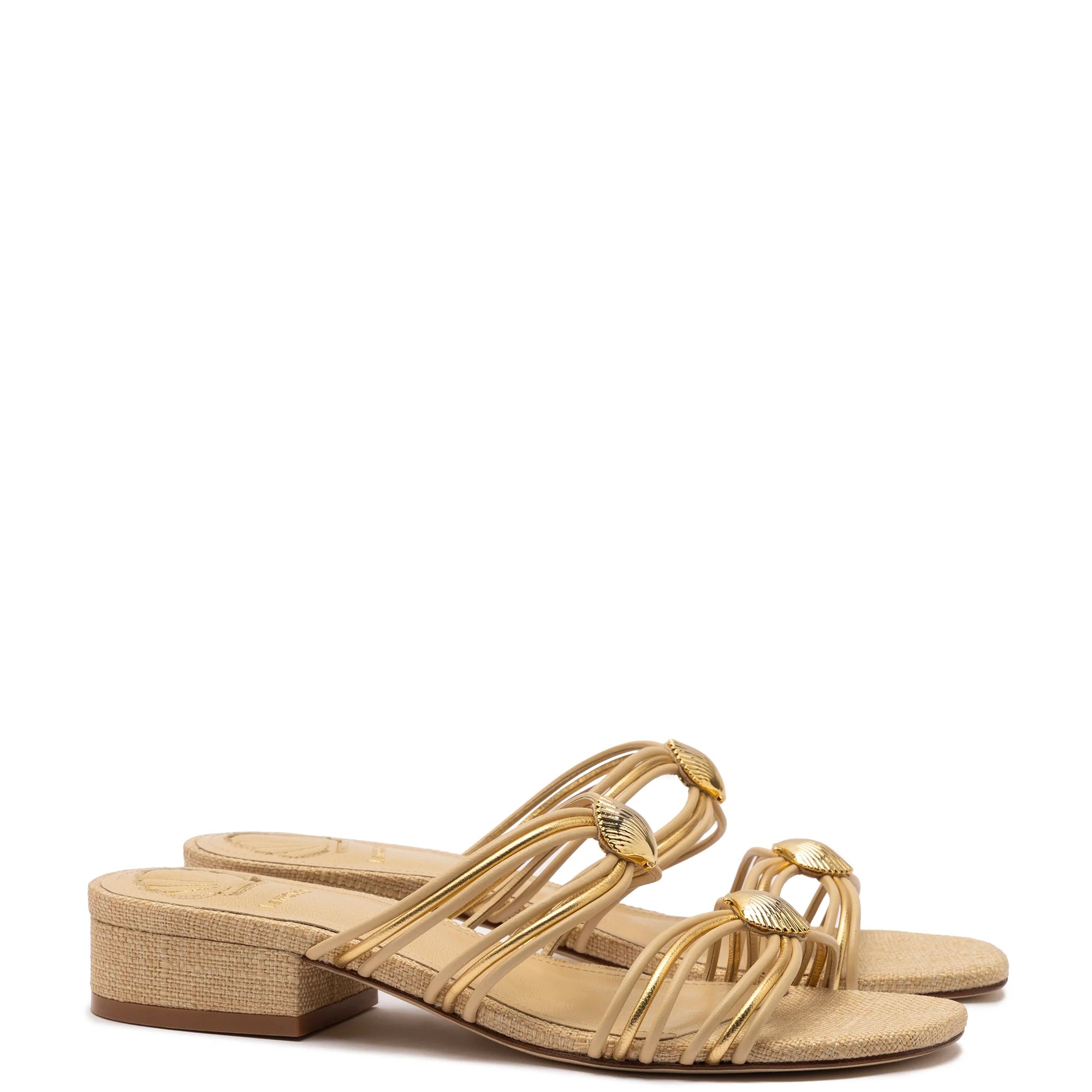 LARROUDE | Shelly Flat Mule In Beige Raffia