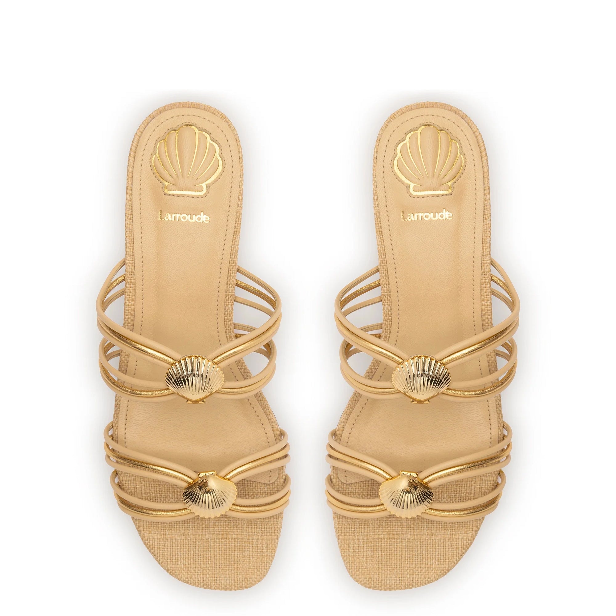 LARROUDE | Shelly Flat Mule In Beige Raffia