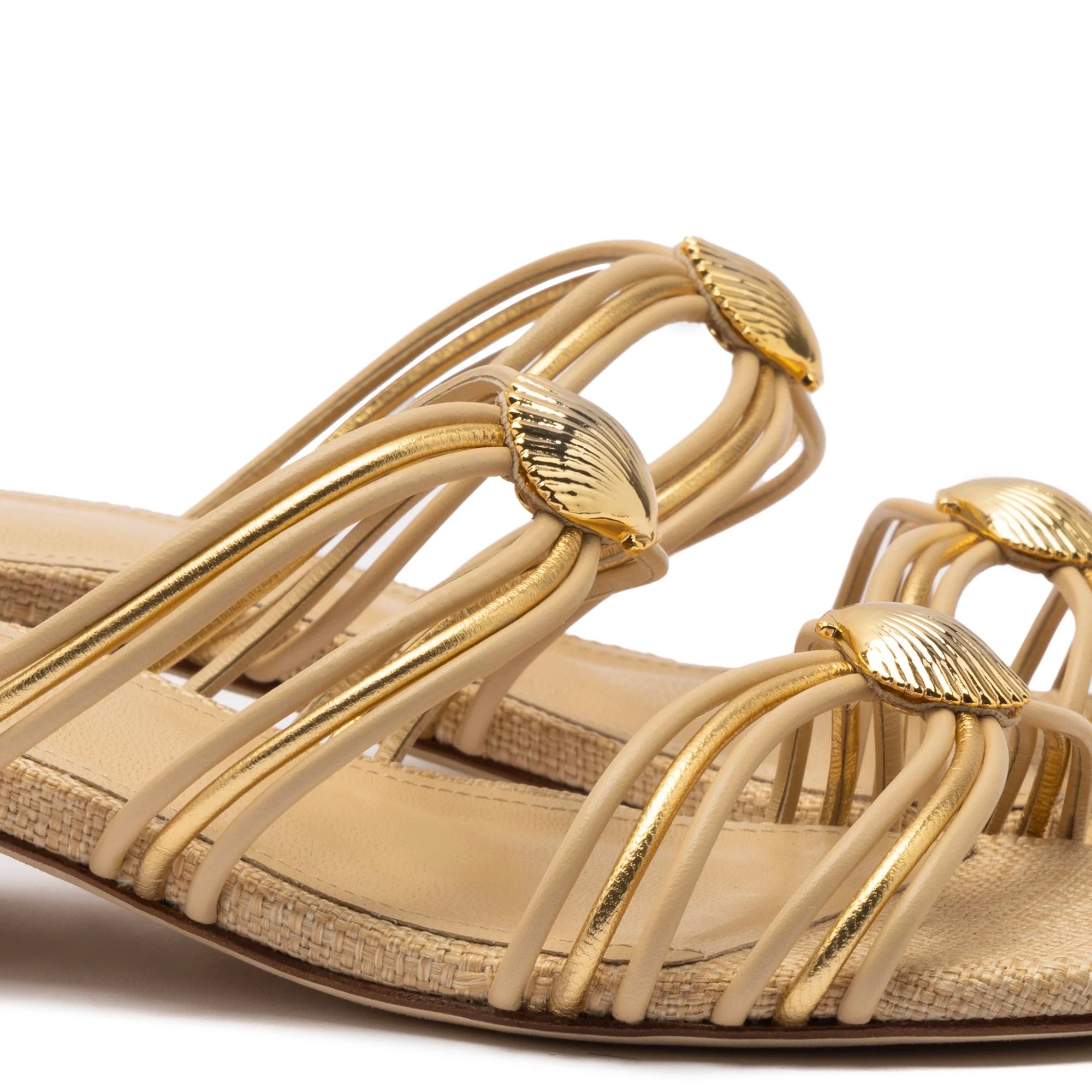 LARROUDE | Shelly Flat Mule In Beige Raffia