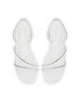 LARROUDE | Vicky Flat Sandal In White Fabric and Crystals