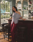 MASONS DAUGHTER | Lily Scarf Top, Blue & Burgundy Striped