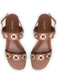 LARROUDE | Milan Flat Sandal In Caramel Leather