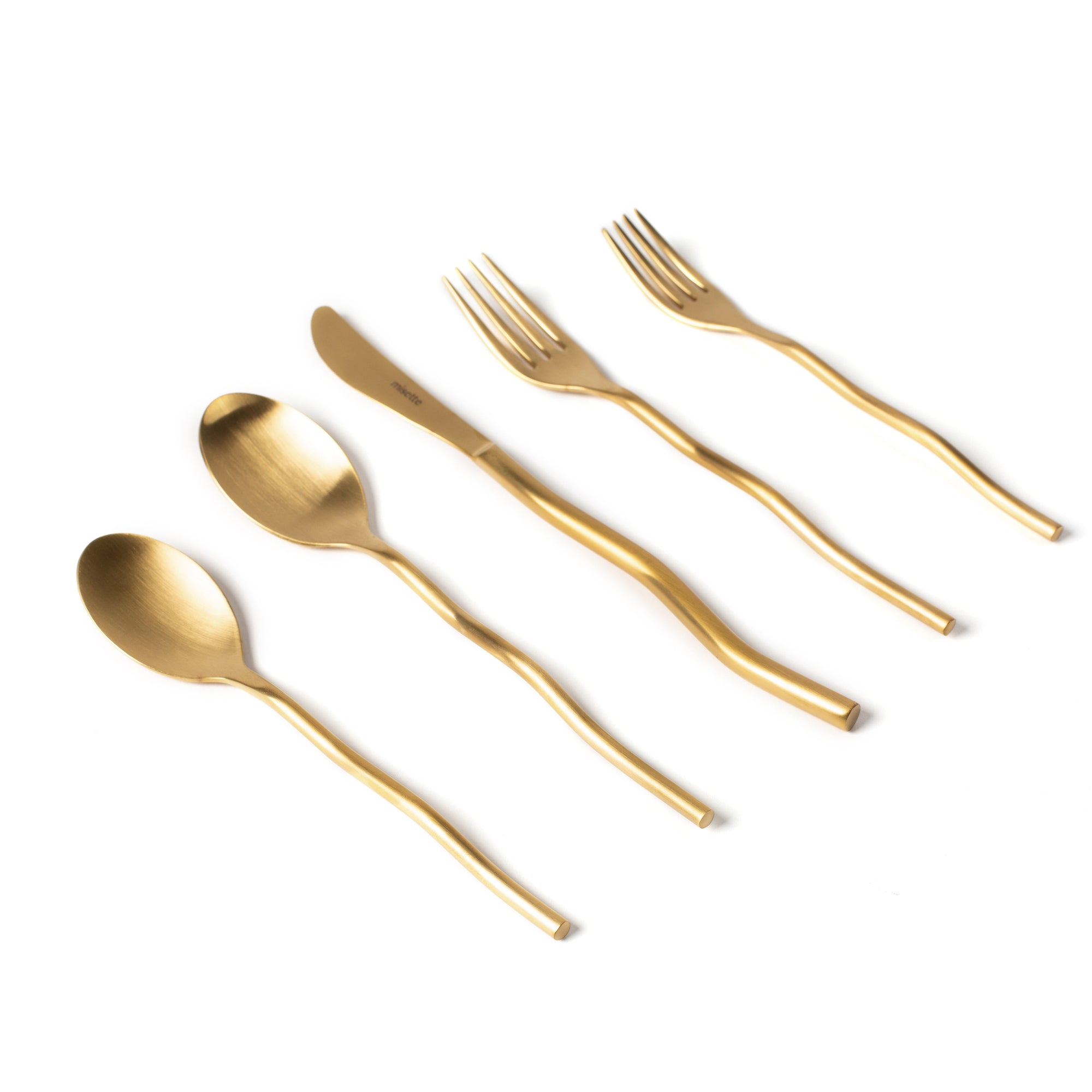MISETTE Squiggle 5-Piece Cutlery Set in Matte Gold