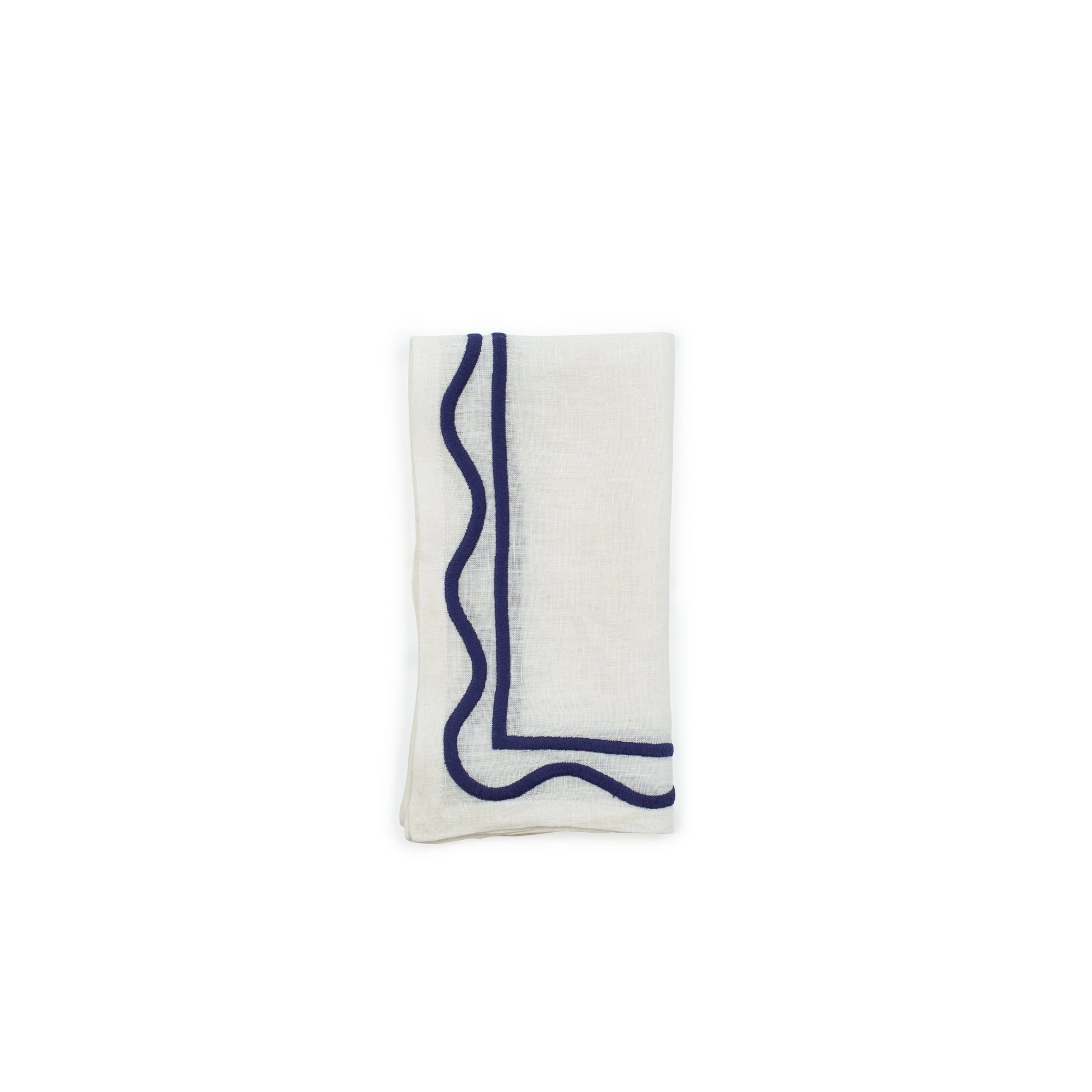 MISETTE Colorblock Embroidered Linen Napkins in Dark Blue (Set of 4)