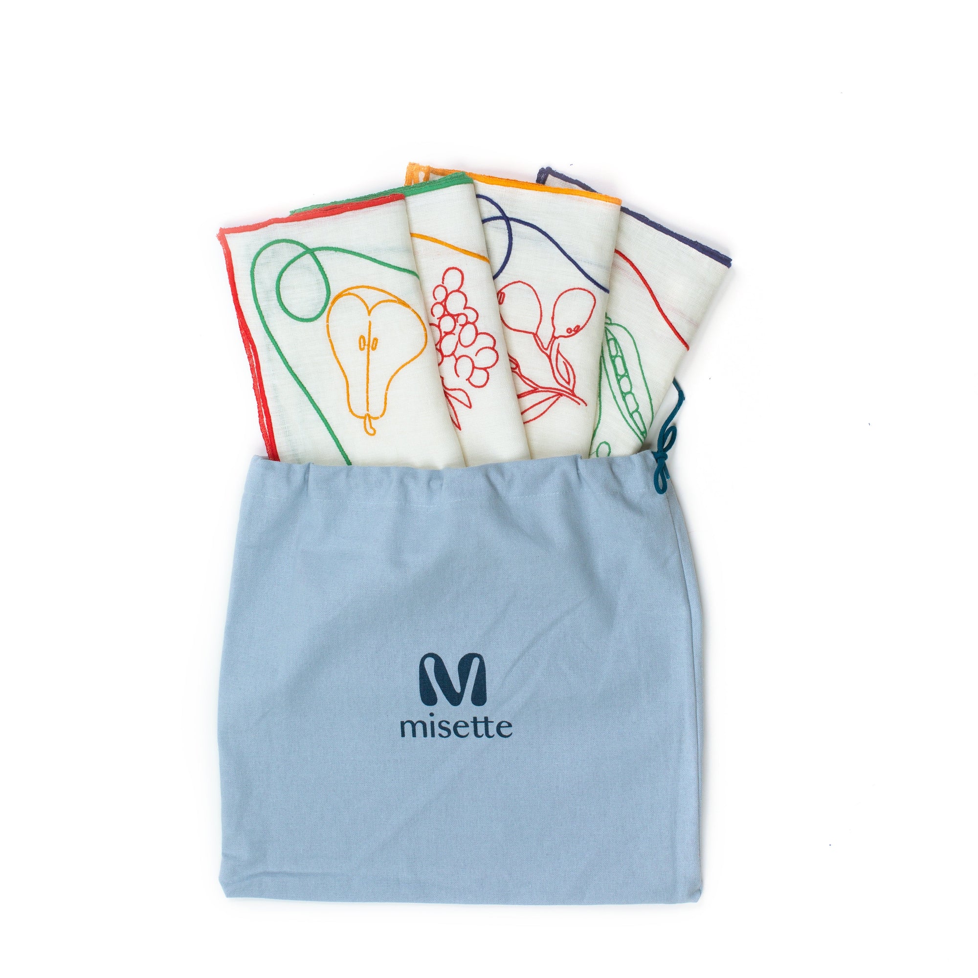 MISETTE Fête Embroidered Linen Napkins (Set of 4)