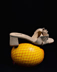 LARROUDE | Brigitte Ruffle Mule In Beige Raffia