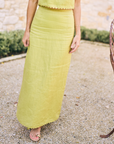 MASON'S DAUGHTER | Ella Scallop Maxi Skirt, Chartreuse Linen