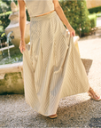 MASON'S DAUGHTER | Sophia Maxi Skirt, Brown & Ivory Dobby Striped