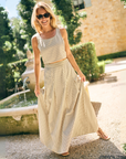MASON'S DAUGHTER | Sophia Maxi Skirt, Brown & Ivory Dobby Striped