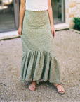MASON'S DAUGHTER | Blythe Skirt, Olive Green & Ivory Printed Poplin