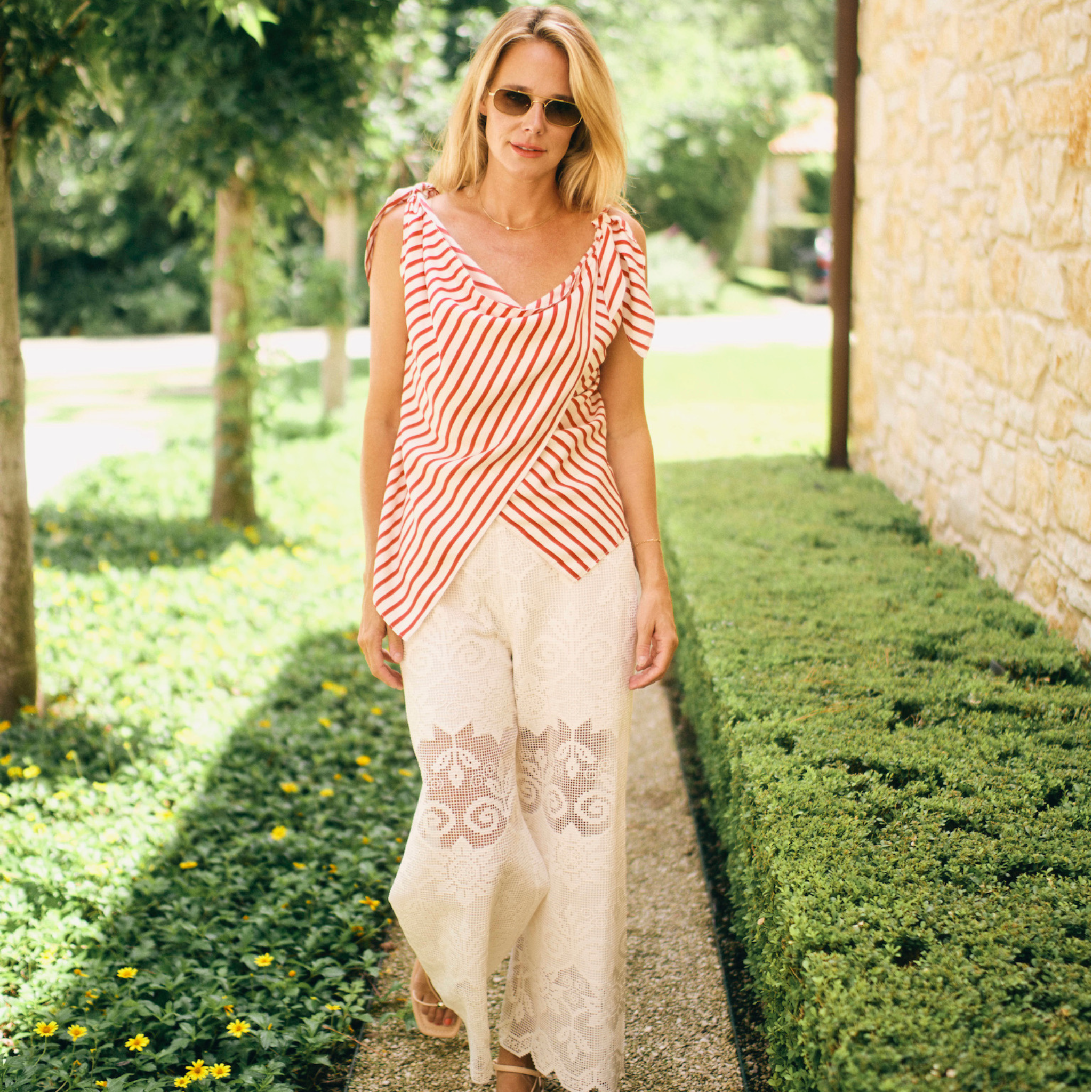 MASON'S DAUGHTER | Lily Scarf Top, Red & White Silk Twill