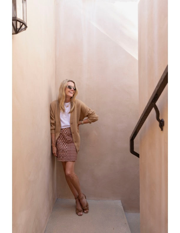 MASON'S DAUGHTER Skirt, Chocolate and Pink Lattice Print