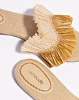 LARROUDE | Ivy Fringe Flat In Beige Raffia