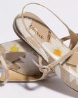 LARROUDE | Georgina Ballet Flat In Beige Printed Raffia
