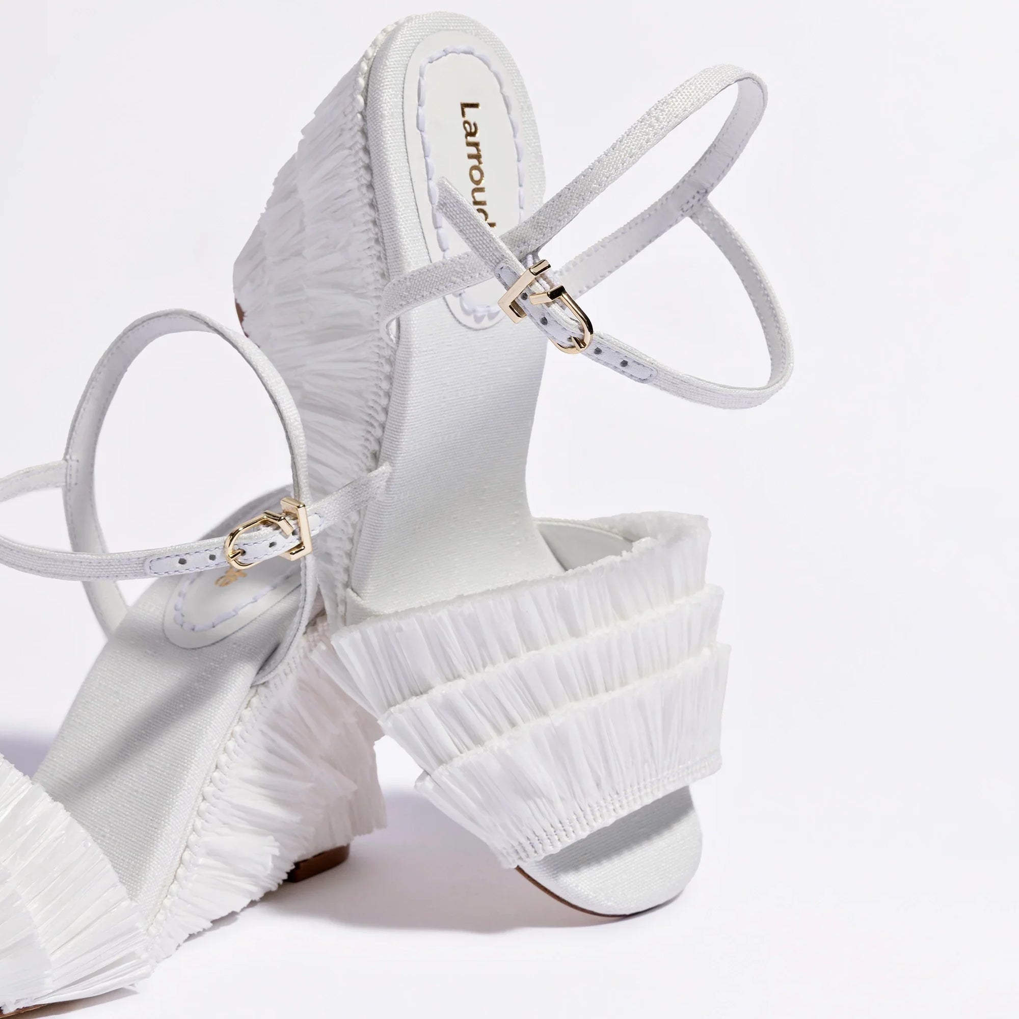 LARROUDE | Yves Fringe Wedge In White Raffia