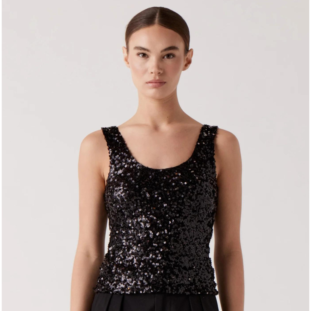 Rael Sequins Tank, Black – Only on The Avenue