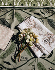 MAISON VENU Tuileries Evergreen Tablecloth, Blockprinted Trim