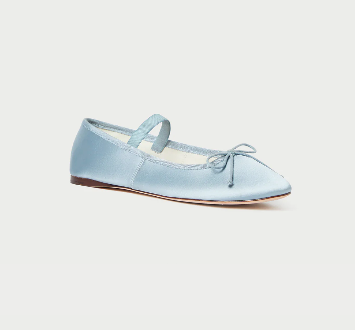 Blue satin 2025 ballet flats