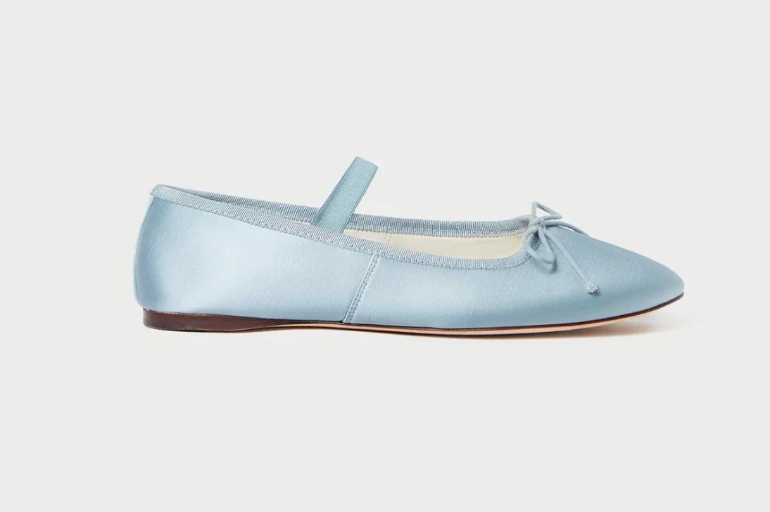 Blue satin 2025 flat shoes