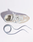 LARROUDE Stella Sneaker In Grey Suede, White Leather and Silver Metallic Leather