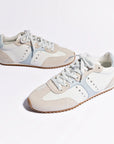 LARROUDE Stella Sneaker In Grey Suede, White Leather and Silver Metallic Leather