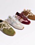 LARROUDE Stella Sneaker In Grey Suede, White Leather and Silver Metallic Leather