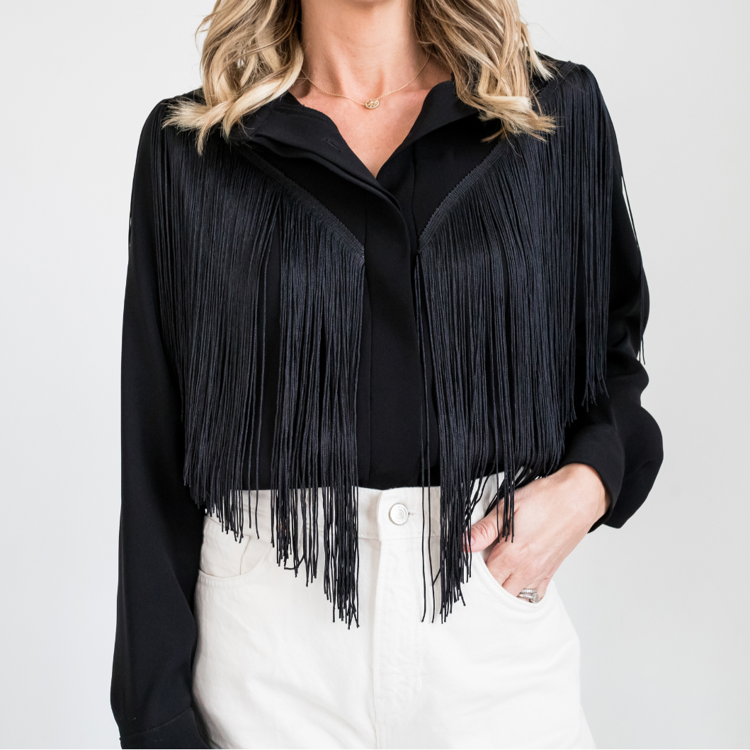 MASON by MASON'S DAUGHTER | Loretta Western Fringe Top, Black