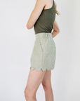 MASON'S DAUGHTER | Ella Scallop Short, Olive & Ivory Seersucker