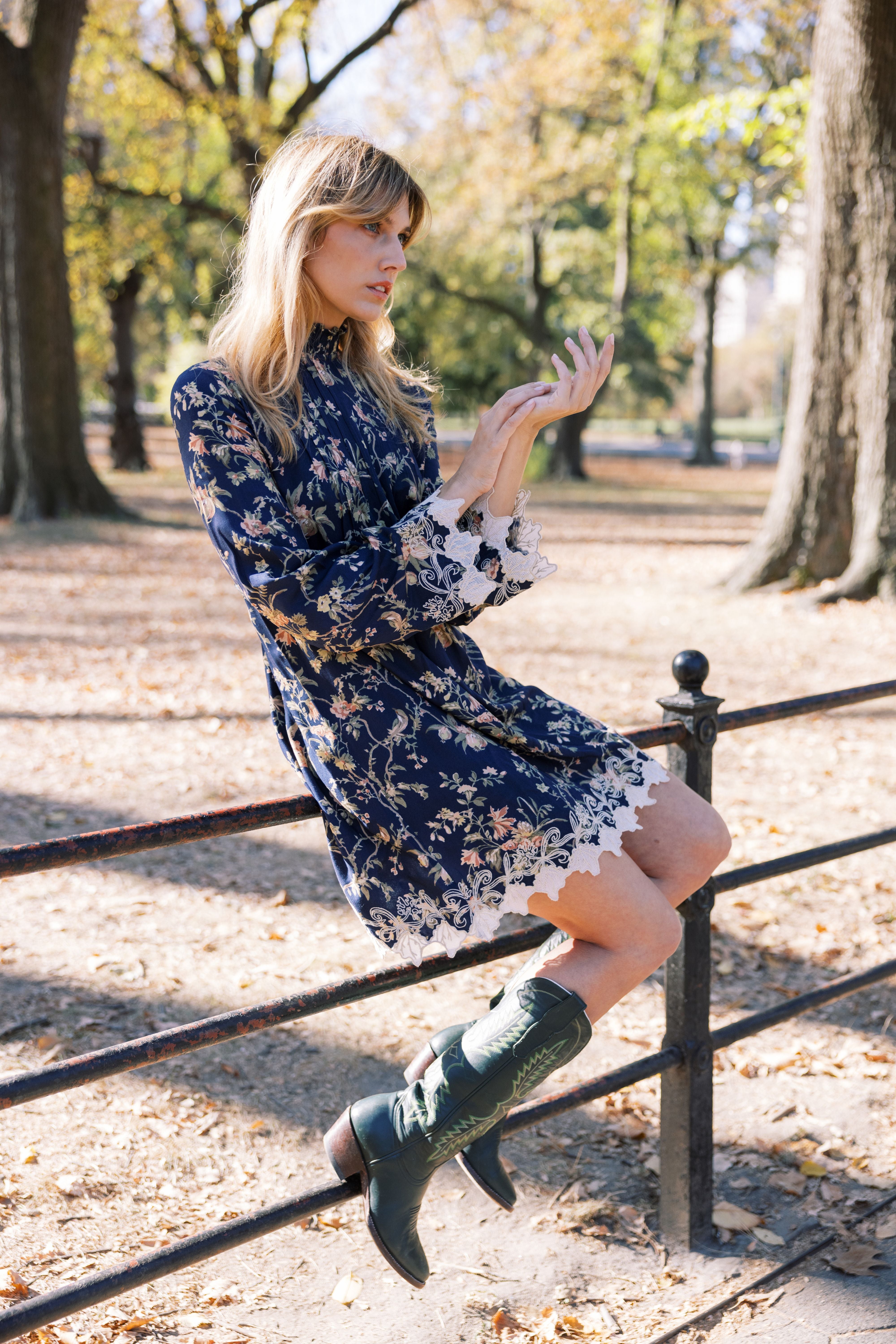 blue blossom jacquard samantha dress Blue Blossom Jacquard Samantha Dress