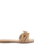 LARROUDE | Ivy Ruffle Flat Mule In Beige Raffia