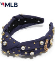 LELE SADOUGHI Navy Houston Astros Embellished Knotted Headband